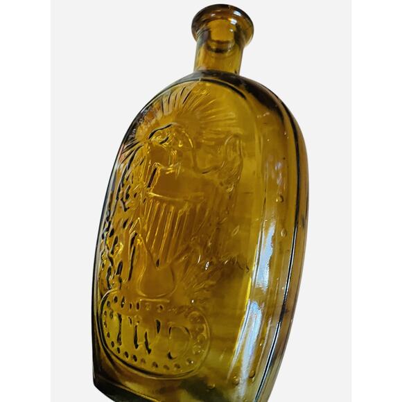 Franklin TWD Glass Bottle VTG Amber Embossed Eagle and Ship 8.75" Bicentennial - Picture 9 of 14